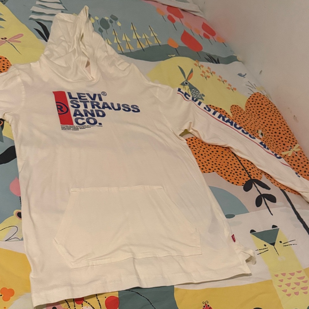 Levi's Kids Off-White Hoodie with Blue and Red Print